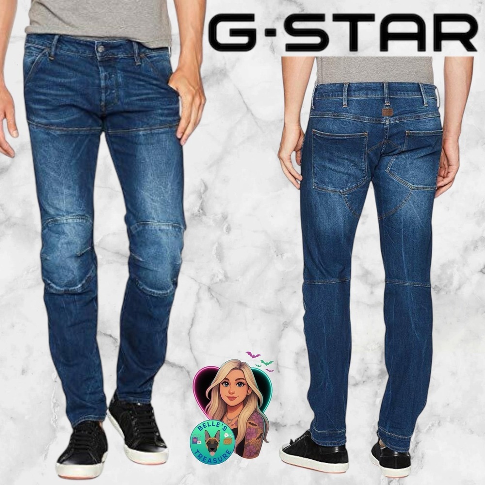 G-Star Raw 5620 3D‎ Slim Jeans Mens 31x30 Blue Elwood Denim Flex Knee Button Fly